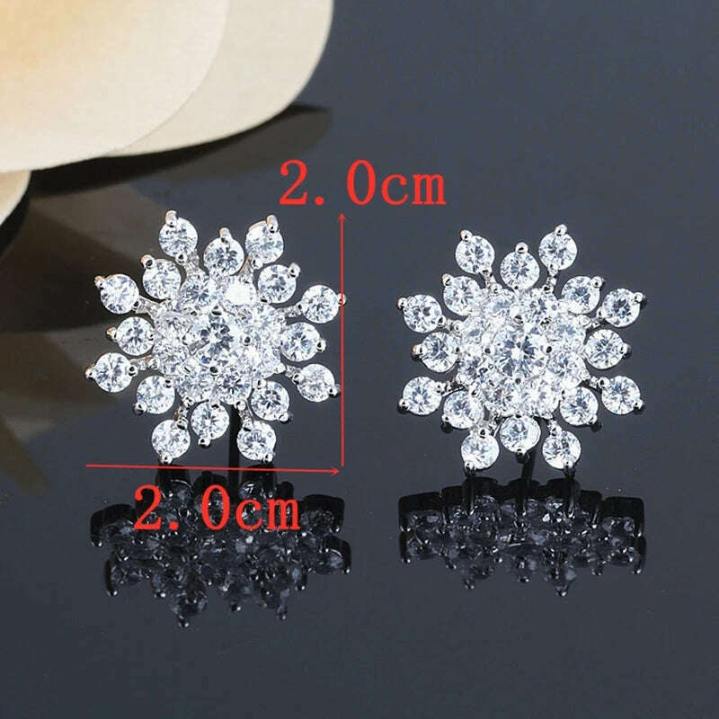 KIMLUD, Korean Fashion Jewelry Exquisite Rhinestone Crystal Christmas Snowflake Flower Earrings Wholesale Boucles d'oreilles Oorbellen, KIMLUD Womens Clothes