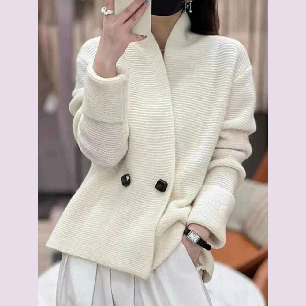 Korean Sweater Jackets Women Clothing Double-breasted Temperament Sueter Mujer Loose Casual Knitted Cardigan Tops Pull Femme - KIMLUD