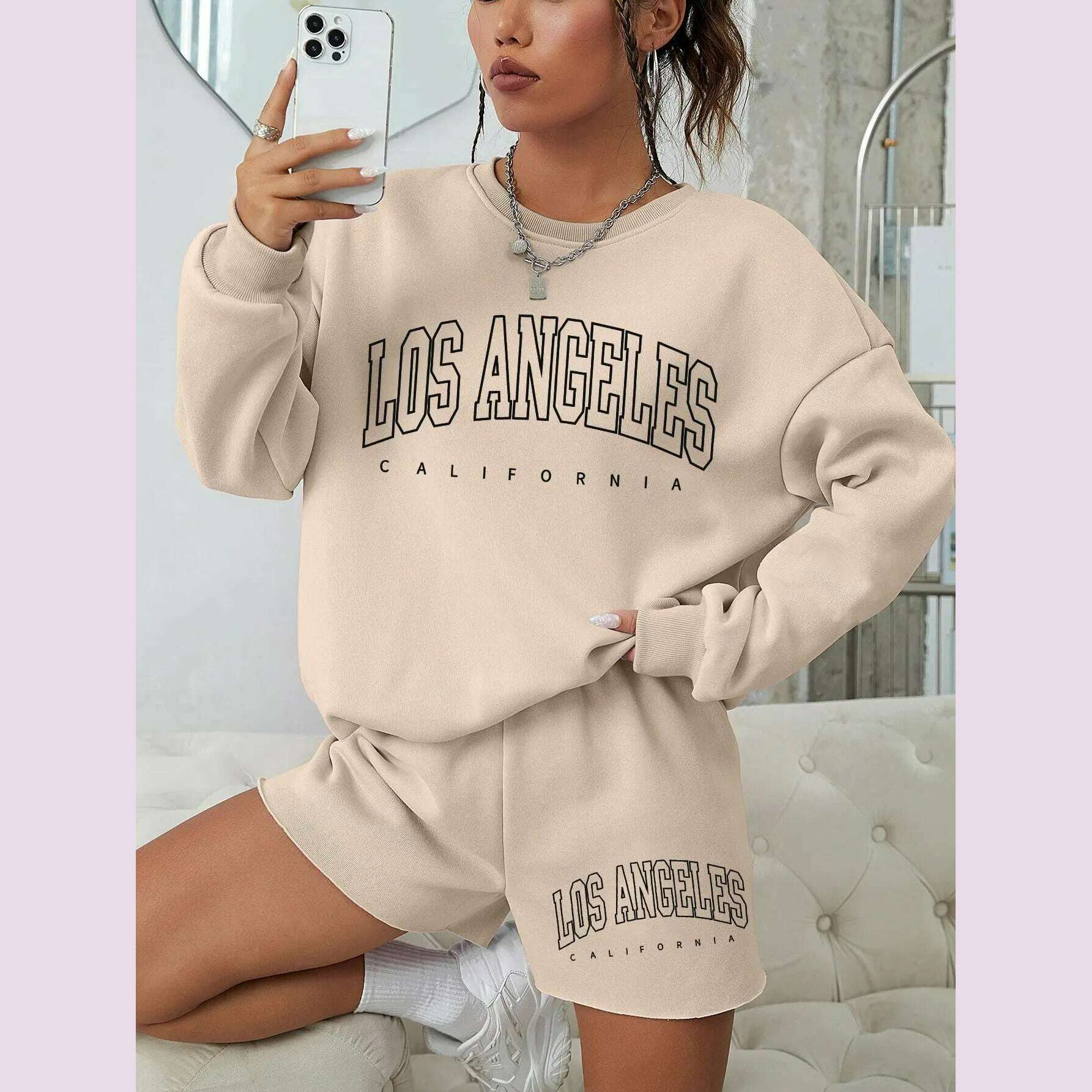 KIMLUD, Korean Trend Woman Sweatshirts California West Coast Print Female hoodie Long Sleeves O-neck Pullovers Sporty and Rich Clothing, KIMLUD Womens Clothes