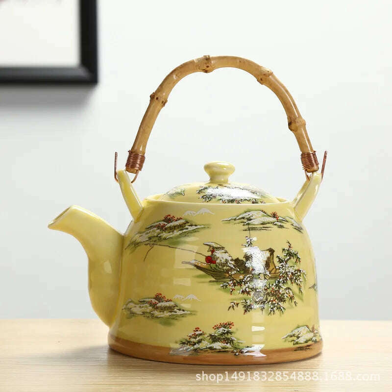 KIMLUD, Large Capacity Ceramics High Temperature Resistant 1L with Filter Ceramic Kettle Teapot Flower Pattern A Variety of Styles, I, KIMLUD APPAREL - Womens Clothes