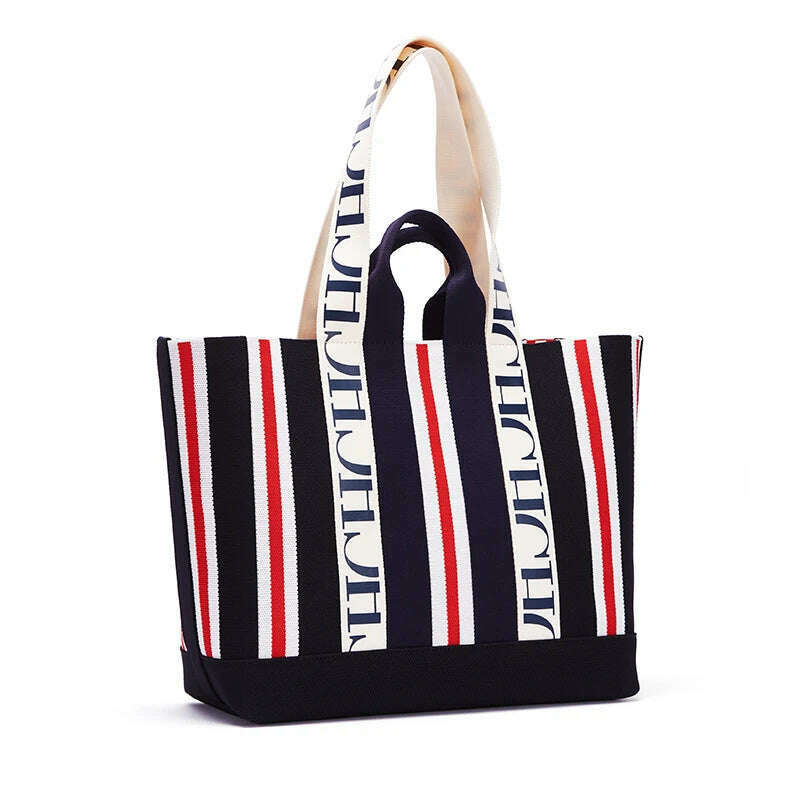 KIMLUD, Large Capacity Woven Material Shopping Holiday Handbag New Fashion Classic Retro Stripe Decoration Shoulder Bag, KIMLUD Womens Clothes