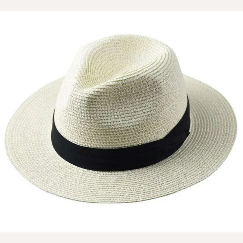 Large Size Panama Hats Lady Beach Wide Brim Straw Hat Man Summer Sun Cap Plus Size Fedora Hat 55-57cm 58-60cm 61-64cm - KIMLUD