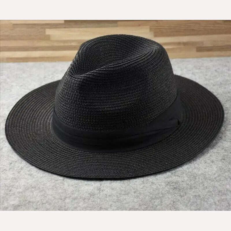 Large Size Panama Hats Lady Beach Wide Brim Straw Hat Man Summer Sun Cap Plus Size Fedora Hat 55-57cm 58-60cm 61-64cm - KIMLUD