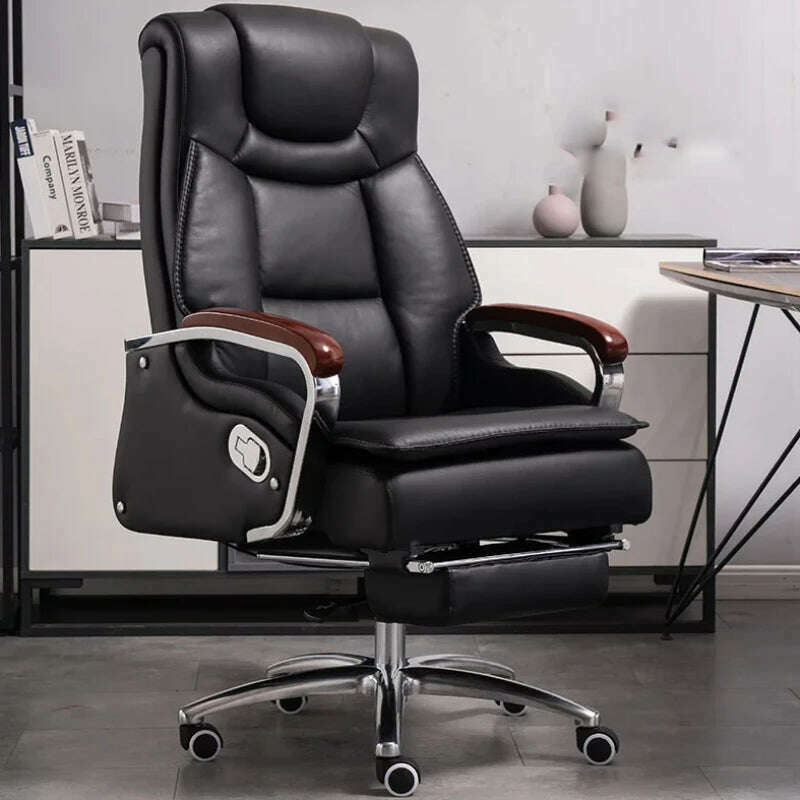 KIMLUD, Lazy Luxairy Rotating Office Chair Leather Executive Lounge Ergonomic Office Chair Nordic Design High Back Cadeiras Furniture, KIMLUD Womens Clothes