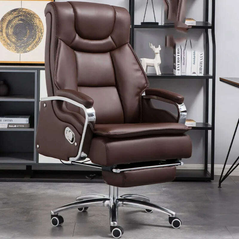 Lazy Luxairy Rotating Office Chair Leather Executive Lounge Ergonomic Office Chair Nordic Design High Back Cadeiras Furniture - KIMLUD