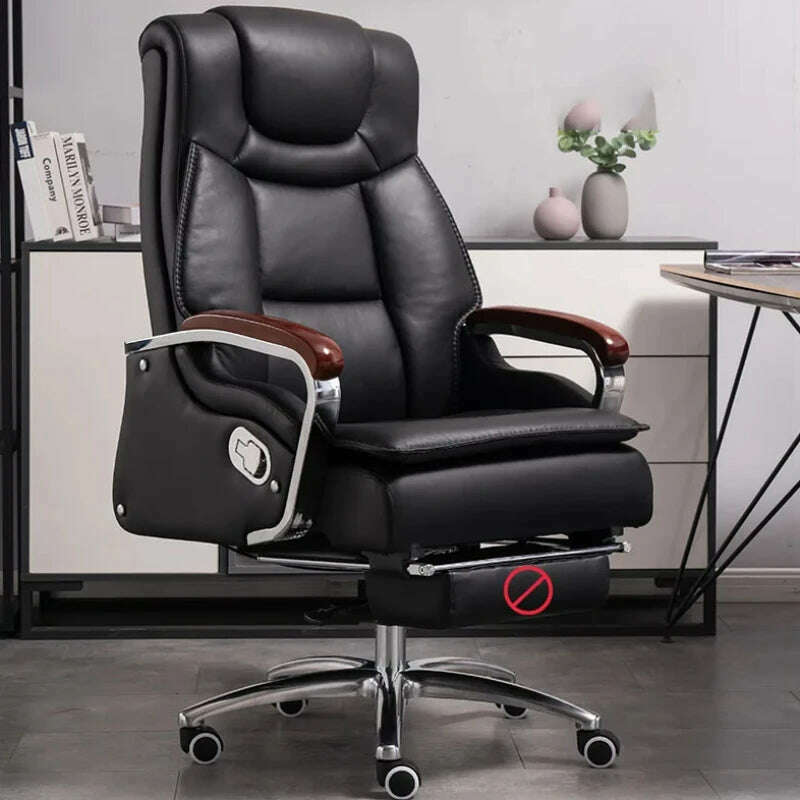 Lazy Luxairy Rotating Office Chair Leather Executive Lounge Ergonomic Office Chair Nordic Design High Back Cadeiras Furniture - KIMLUD