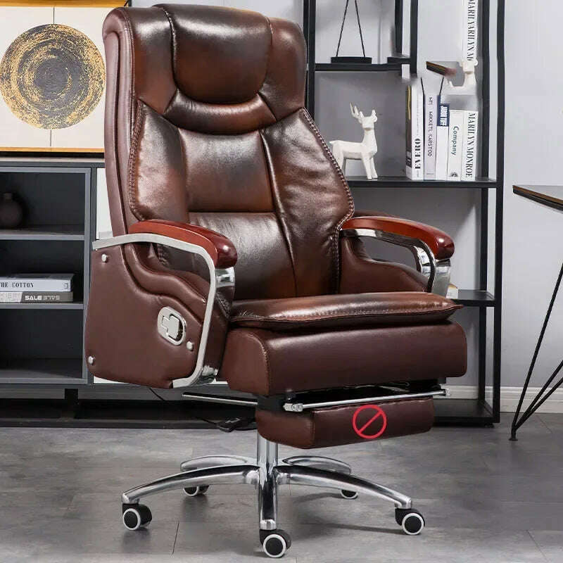 Lazy Luxairy Rotating Office Chair Leather Executive Lounge Ergonomic Office Chair Nordic Design High Back Cadeiras Furniture - KIMLUD