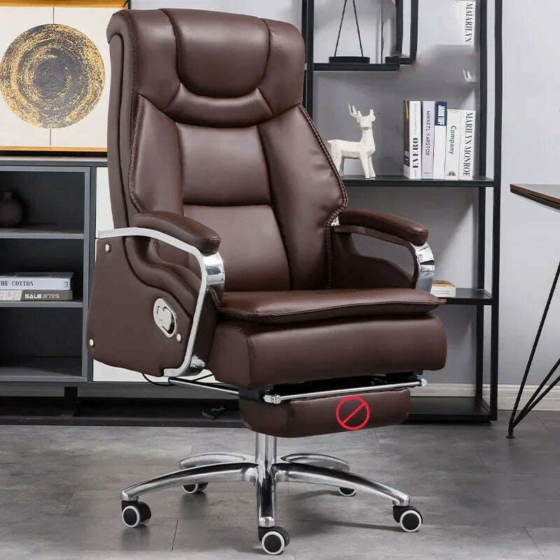 KIMLUD, Lazy Luxairy Rotating Office Chair Leather Executive Lounge Ergonomic Office Chair Nordic Design High Back Cadeiras Furniture, KIMLUD Womens Clothes