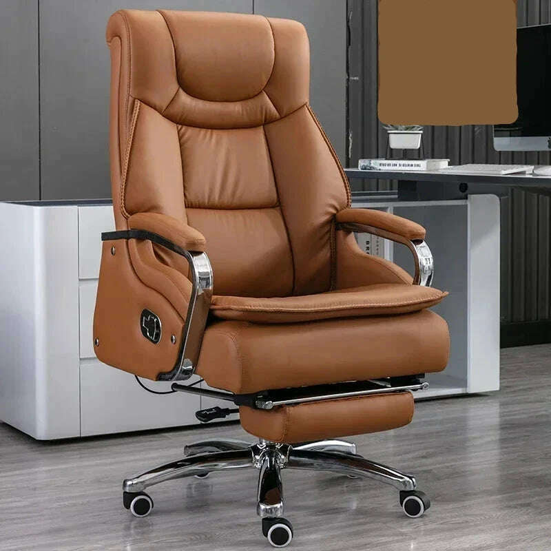 Lazy Luxairy Rotating Office Chair Leather Executive Lounge Ergonomic Office Chair Nordic Design High Back Cadeiras Furniture - KIMLUD