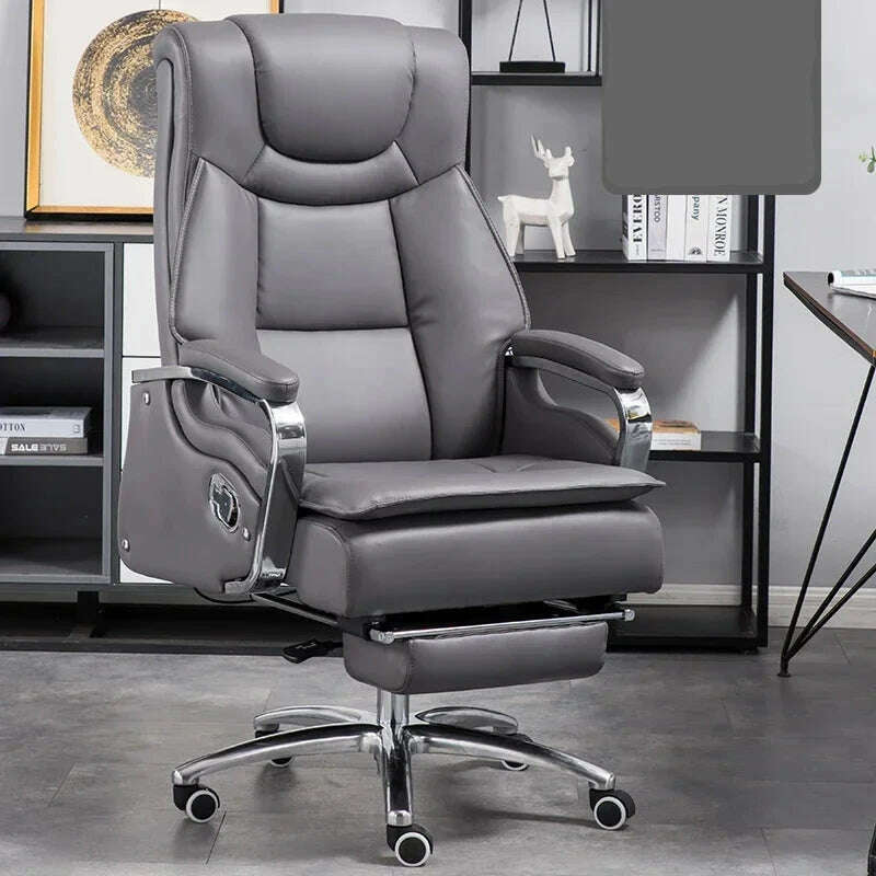 KIMLUD, Lazy Luxairy Rotating Office Chair Leather Executive Lounge Ergonomic Office Chair Nordic Design High Back Cadeiras Furniture, Foot rest grey, KIMLUD APPAREL - Womens Clothes