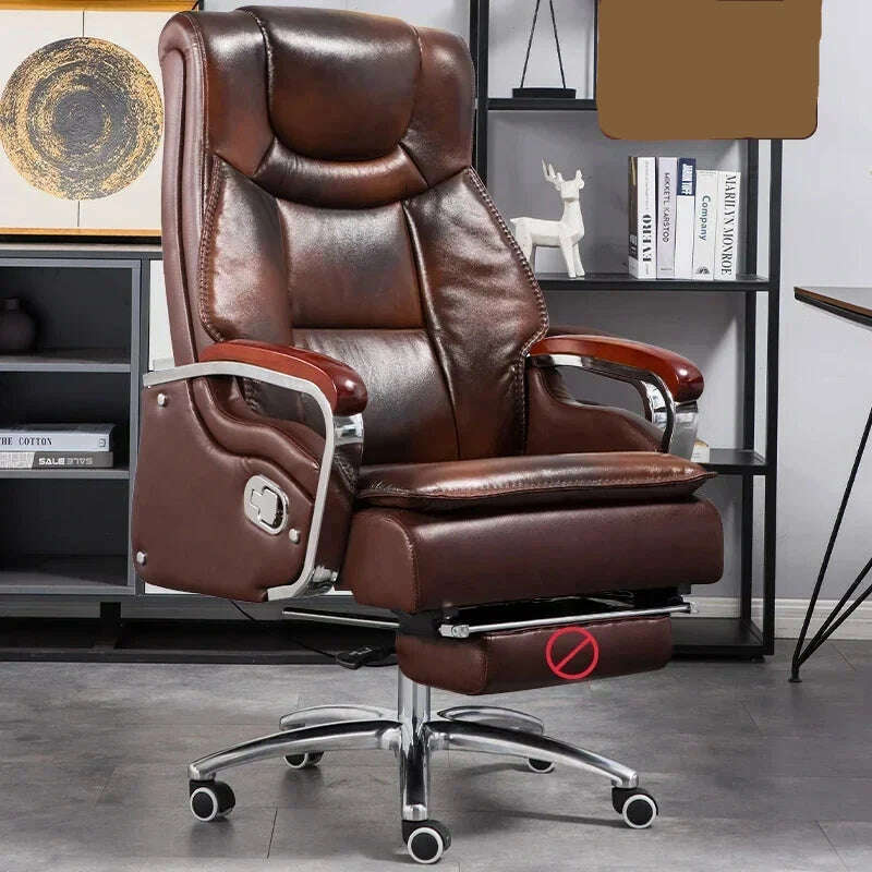 Lazy Luxairy Rotating Office Chair Leather Executive Lounge Ergonomic Office Chair Nordic Design High Back Cadeiras Furniture - KIMLUD