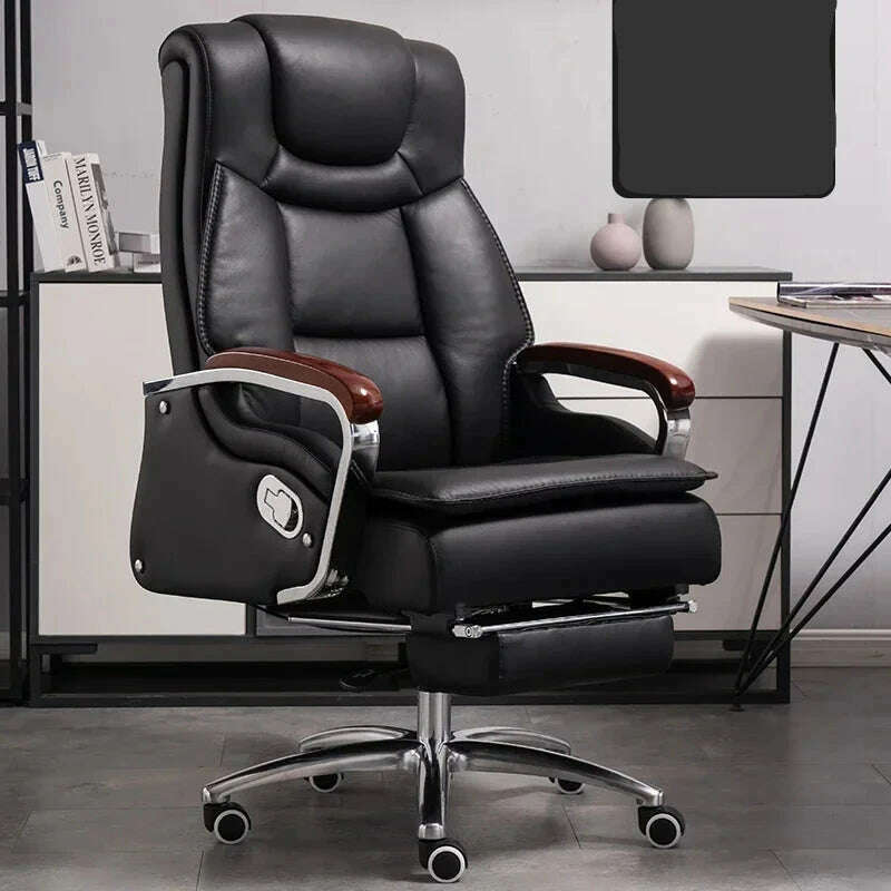 Lazy Luxairy Rotating Office Chair Leather Executive Lounge Ergonomic Office Chair Nordic Design High Back Cadeiras Furniture - KIMLUD