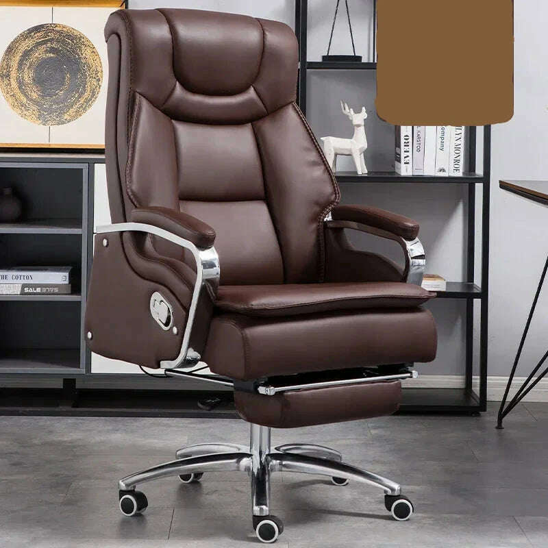 KIMLUD, Lazy Luxairy Rotating Office Chair Leather Executive Lounge Ergonomic Office Chair Nordic Design High Back Cadeiras Furniture, Foot rest Coffee, KIMLUD APPAREL - Womens Clothes