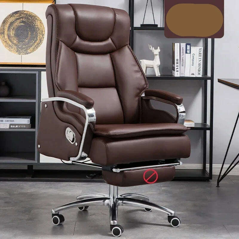 Lazy Luxairy Rotating Office Chair Leather Executive Lounge Ergonomic Office Chair Nordic Design High Back Cadeiras Furniture - KIMLUD