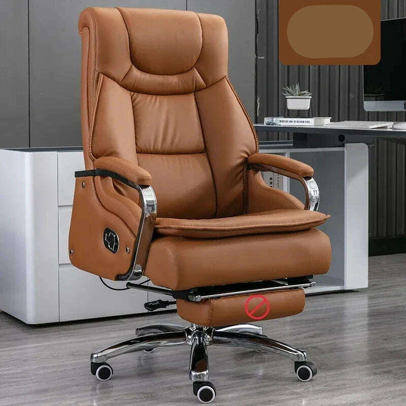 Lazy Luxairy Rotating Office Chair Leather Executive Lounge Ergonomic Office Chair Nordic Design High Back Cadeiras Furniture - KIMLUD