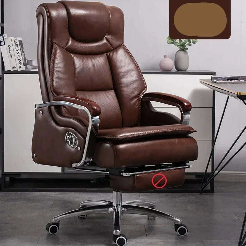 Lazy Luxairy Rotating Office Chair Leather Executive Lounge Ergonomic Office Chair Nordic Design High Back Cadeiras Furniture - KIMLUD