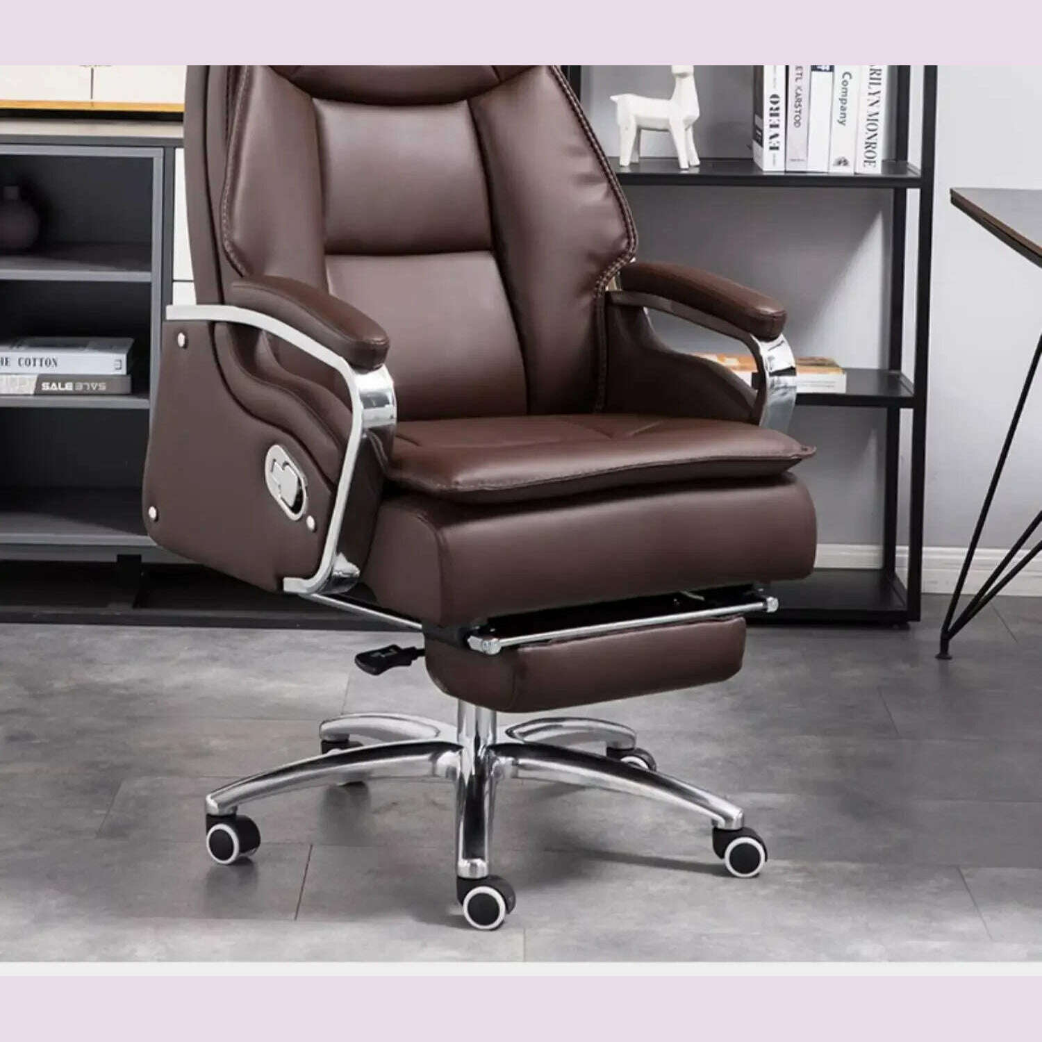 Lazy Luxairy Rotating Office Chair Leather Executive Lounge Ergonomic Office Chair Nordic Design High Back Cadeiras Furniture - KIMLUD