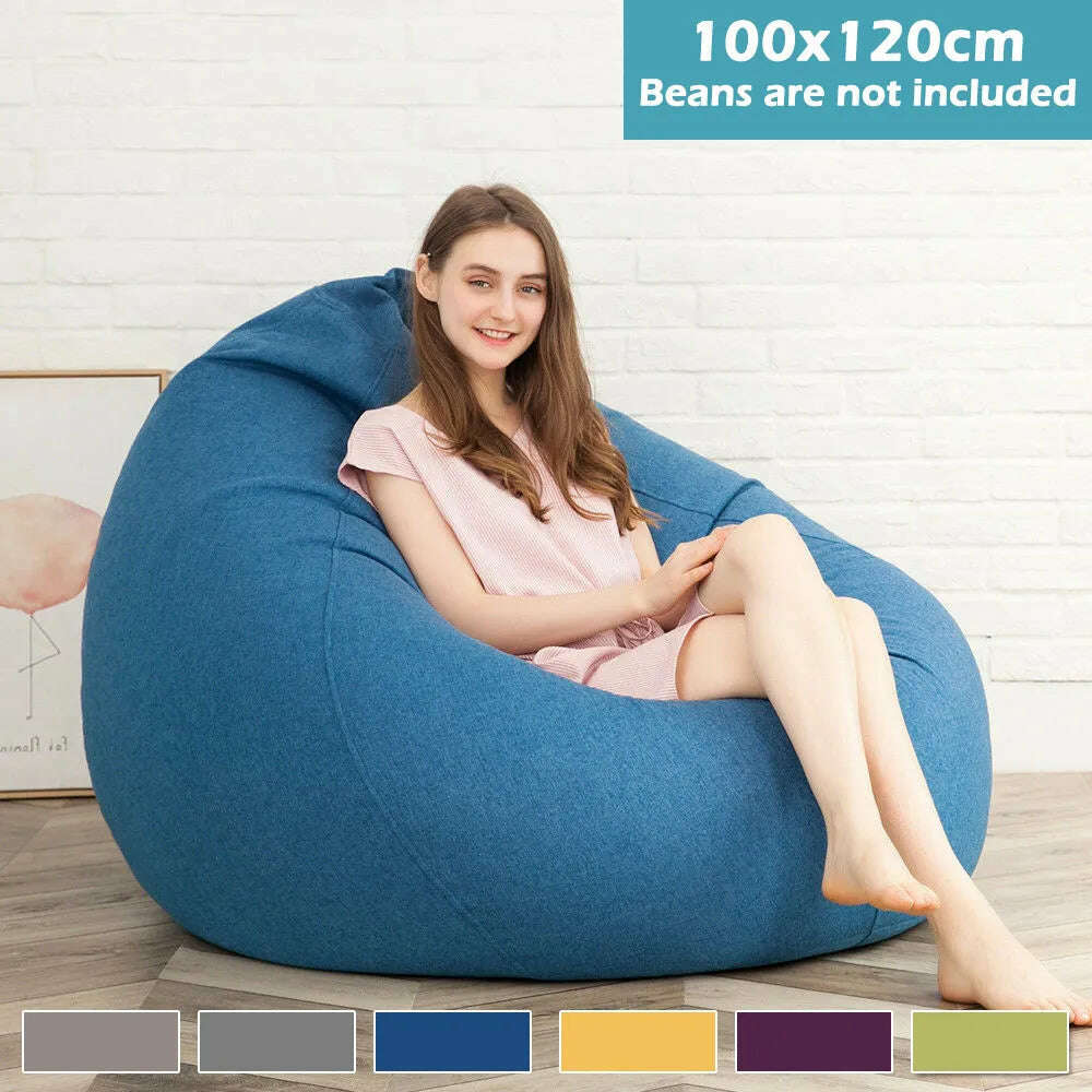 Lazy Sofas Cover Chairs Without Filler Adults Bean Bag Chair Couch Living Room Bedroom Home Tatami Lounger Seat - KIMLUD