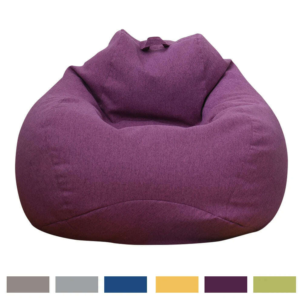 KIMLUD, Lazy Sofas Cover Chairs Without Filler Adults Bean Bag Chair Couch Living Room Bedroom Home Tatami Lounger Seat, violet 100x120cm, KIMLUD APPAREL - Womens Clothes