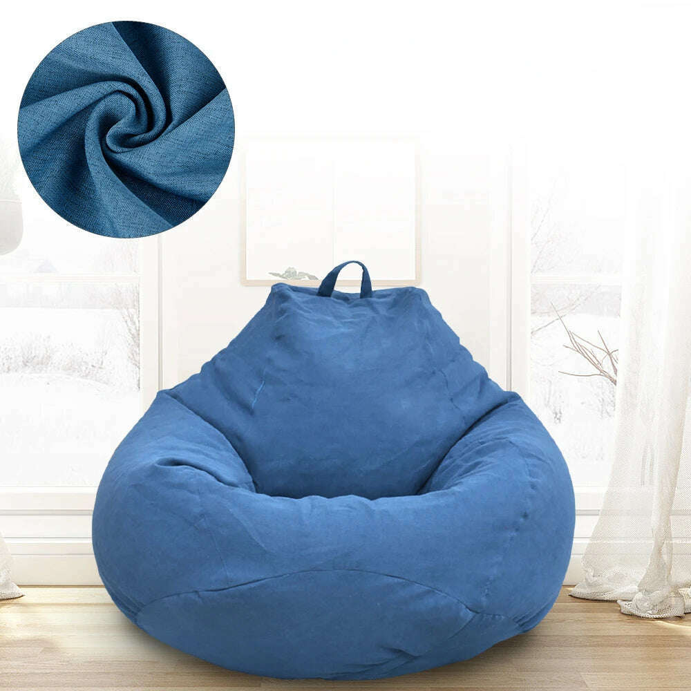 KIMLUD, Lazy Sofas Cover Chairs Without Filler Adults Bean Bag Chair Couch Living Room Bedroom Home Tatami Lounger Seat, Blue 100x120cm, KIMLUD APPAREL - Womens Clothes