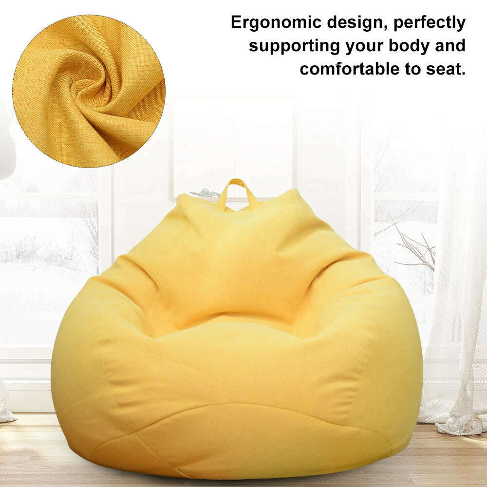 KIMLUD, Lazy Sofas Cover Chairs Without Filler Adults Bean Bag Chair Couch Living Room Bedroom Home Tatami Lounger Seat, Yellow 100x120cm, KIMLUD APPAREL - Womens Clothes