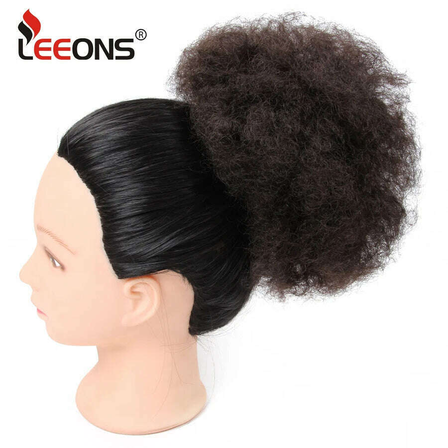 KIMLUD, Leeons New Synthetic Short Afro Puff Hair Bun Afro Puff Drawstring Ponytail Blonde Pony Tail Clip In Hair Extension Kinky Puff, KIMLUD Womens Clothes