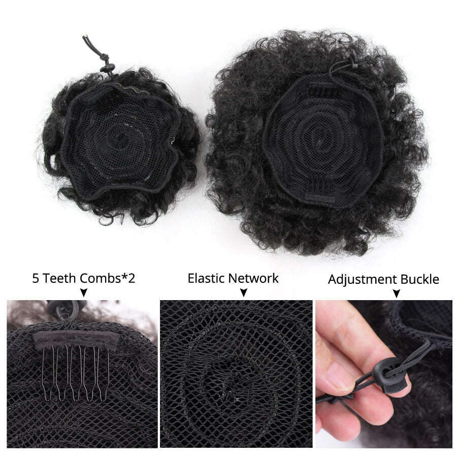 KIMLUD, Leeons New Synthetic Short Afro Puff Hair Bun Afro Puff Drawstring Ponytail Blonde Pony Tail Clip In Hair Extension Kinky Puff, KIMLUD Womens Clothes