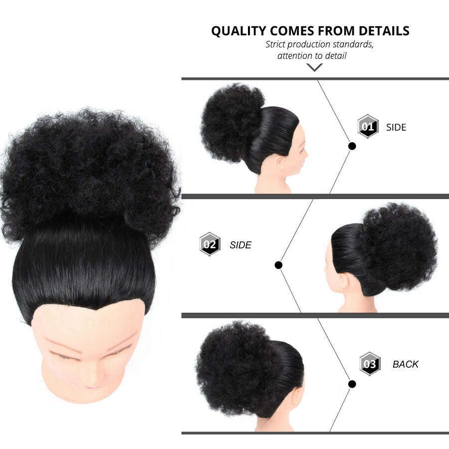 KIMLUD, Leeons New Synthetic Short Afro Puff Hair Bun Afro Puff Drawstring Ponytail Blonde Pony Tail Clip In Hair Extension Kinky Puff, KIMLUD Womens Clothes