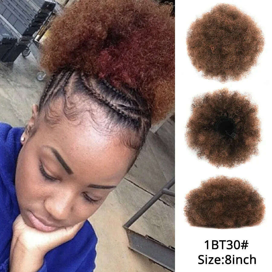 KIMLUD, Leeons New Synthetic Short Afro Puff Hair Bun Afro Puff Drawstring Ponytail Blonde Pony Tail Clip In Hair Extension Kinky Puff, 1bt30 / 1 PC, KIMLUD APPAREL - Womens Clothes