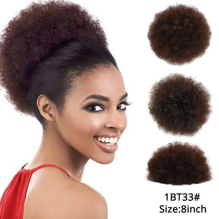 KIMLUD, Leeons New Synthetic Short Afro Puff Hair Bun Afro Puff Drawstring Ponytail Blonde Pony Tail Clip In Hair Extension Kinky Puff, 1 bt33 / 1 PC, KIMLUD APPAREL - Womens Clothes