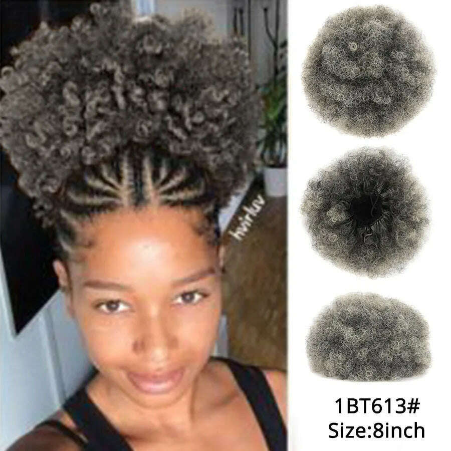 KIMLUD, Leeons New Synthetic Short Afro Puff Hair Bun Afro Puff Drawstring Ponytail Blonde Pony Tail Clip In Hair Extension Kinky Puff, 1 bt613 / 1 PC, KIMLUD APPAREL - Womens Clothes