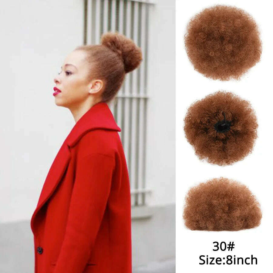 KIMLUD, Leeons New Synthetic Short Afro Puff Hair Bun Afro Puff Drawstring Ponytail Blonde Pony Tail Clip In Hair Extension Kinky Puff, 30  L / 1 PC, KIMLUD APPAREL - Womens Clothes