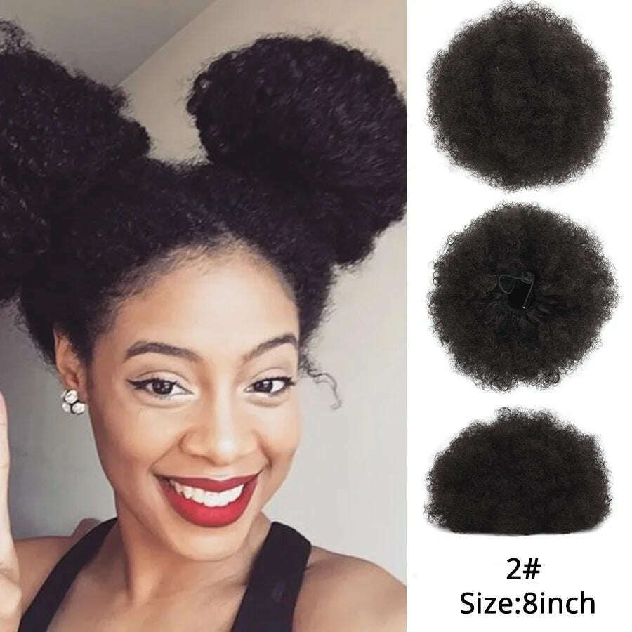 KIMLUD, Leeons New Synthetic Short Afro Puff Hair Bun Afro Puff Drawstring Ponytail Blonde Pony Tail Clip In Hair Extension Kinky Puff, 2  L / 1 PC, KIMLUD APPAREL - Womens Clothes