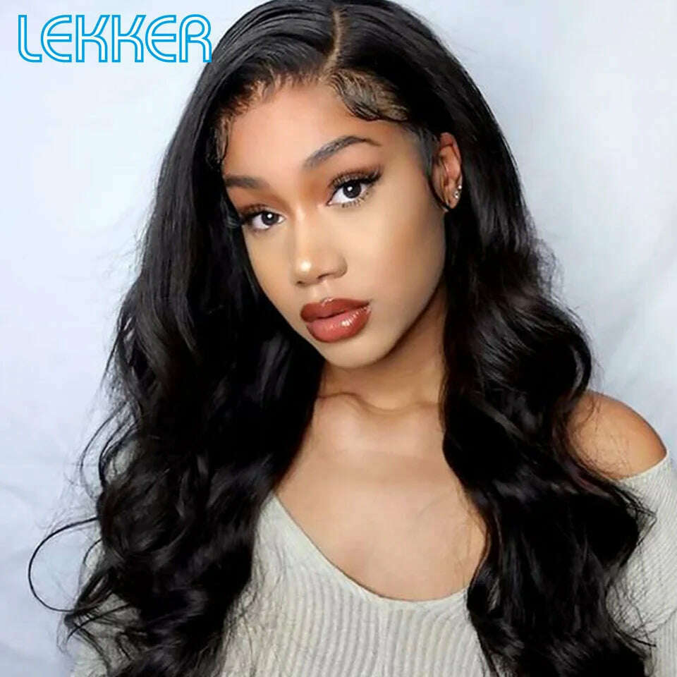 KIMLUD, Lekker Body Wave 13x4 Lace Frontal Human Hair Wigs For Women Pre Plucked Glueless Brazilian Remy Hair Wear to Go Long Wavy Wigs, 24inches, KIMLUD APPAREL - Womens Clothes