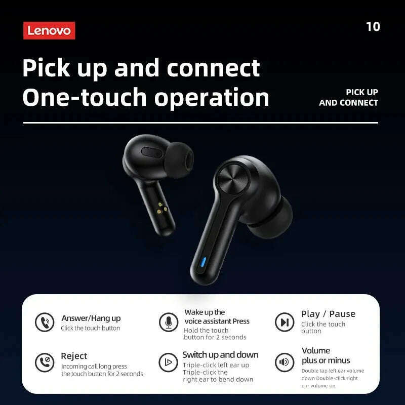 KIMLUD, Lenovo LP3 Pro Earphones TWS Bluetooth 5.0 Wireless HIFI Music Headset Gaming Earbuds Display 1200mAh Battery Headphones, KIMLUD Womens Clothes