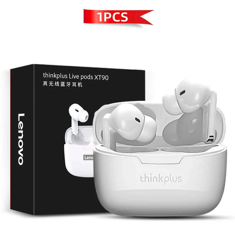 KIMLUD, Lenovo XT90 Bluetooth Wireless Earphones Gaming Headset Waterproof Headset High Quality Headset, white 1 pcs, KIMLUD APPAREL - Womens Clothes