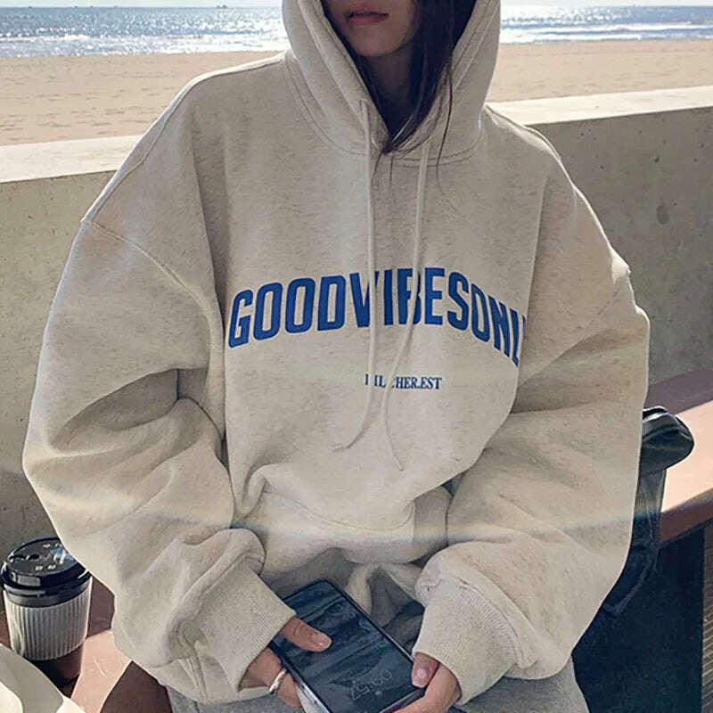 KIMLUD, Letter Print Hoodies Women Vintage Winter Autumn Loose Hooded Shirt Grunge Street Sweatshirt Y2k Clothes Warm Oversize Pullovers, KIMLUD Womens Clothes