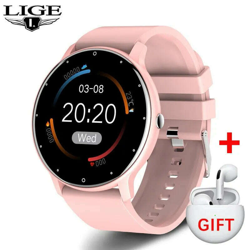 KIMLUD, LIGE 2024 New Men Smart Watch Real-time Activity Tracker Heart Rate Monitor Sports Women Smart Watch Men Clock For Android IOS, Pink, KIMLUD APPAREL - Womens Clothes