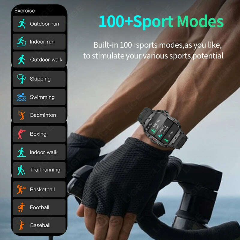 KIMLUD, LIGE 2024 Smart Watches Men's Rugged Military Bluetooth Call IP68 Waterproof Sport Heart Rate Outdoor Smartwatch for Android IOS, KIMLUD Womens Clothes