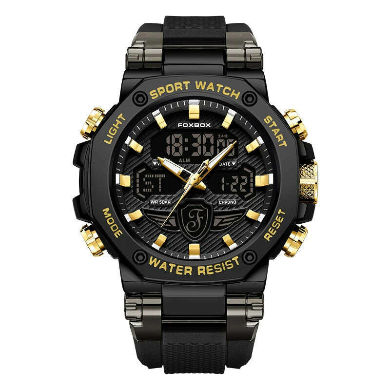 KIMLUD, LIGE Diver Watch Men LIGE Top Brand Luxury Men's Quartz Wristwatches Military Sports Waterproof Chronograph Relogios Masculino, black gold, KIMLUD APPAREL - Womens Clothes