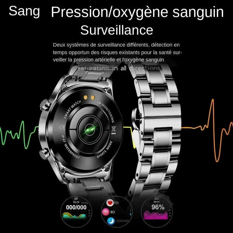 LIGE Luxury Full Circle Touch Screen Men Smart Watch Bluetooth Call Steel Band Waterproof Sports Fitness Watch For Android IOS - KIMLUD