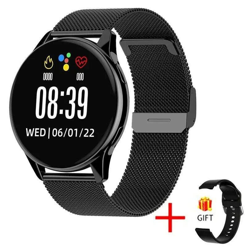 KIMLUD, LIGE Men Smart Watch Women Heart Rate Blood Pressure Monitoring Bluetooth Call Smart Watches Men IP67 Waterproof Men Smartwatch, Mesh belt black, KIMLUD APPAREL - Womens Clothes