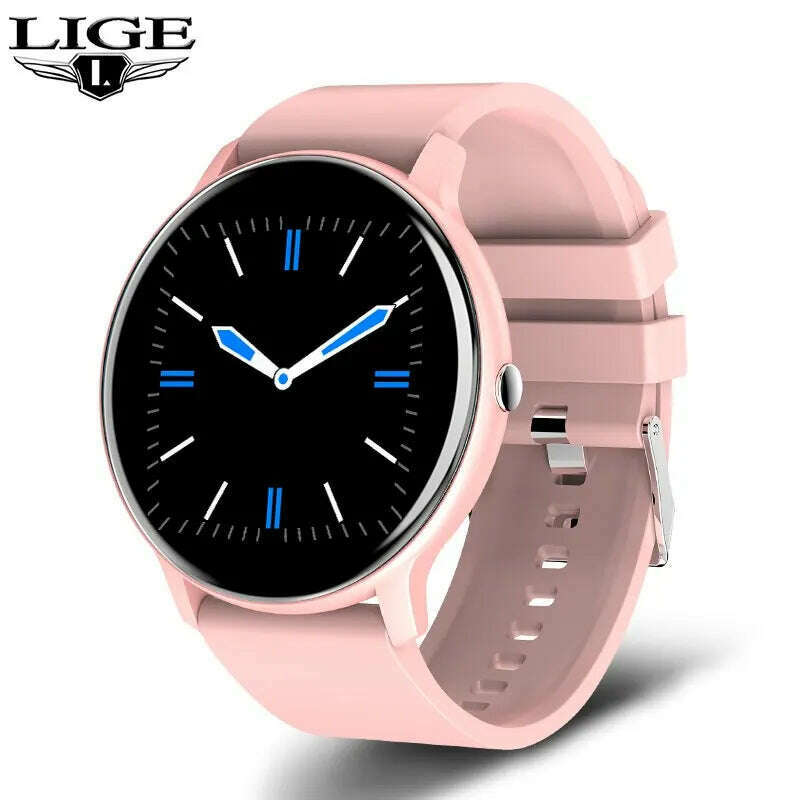 KIMLUD, LIGE New Smart Watch Women Men Lady Sport Fitness Smartwatch Sleep Heart Rate Monitor Waterproof Men‘s Watches For IOS Android, pink, KIMLUD APPAREL - Womens Clothes