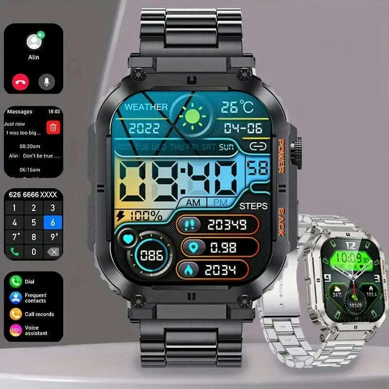 LIGE Smart Watch Men 1.96" Sports Fitness Bracelet Waterproof Voice Assistant Bluetooth Call For Android IOS Smartwatch New 2024 - KIMLUD