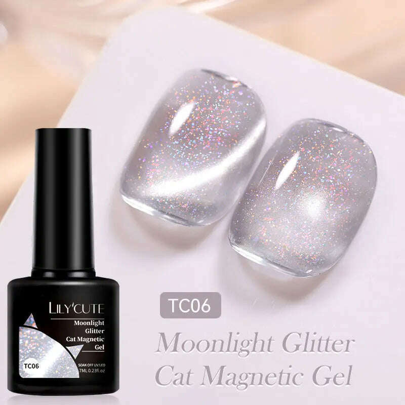 KIMLUD, LILYCUTE 7ML Sparkling Glitter Rainbow Cat Magnetic Gel Nail Polish 9D Colorful  Semi Permanent Soak Off Nail Art UV Gel Varnish, LC-TC06, KIMLUD APPAREL - Womens Clothes