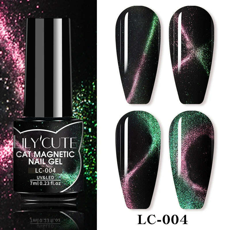 KIMLUD, LILYCUTE 7ML Sparkling Glitter Rainbow Cat Magnetic Gel Nail Polish 9D Colorful  Semi Permanent Soak Off Nail Art UV Gel Varnish, LC-004, KIMLUD APPAREL - Womens Clothes