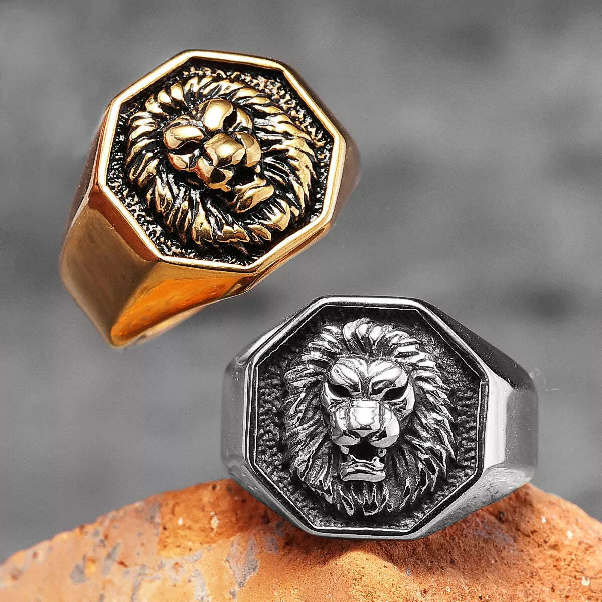 Lion King Animal Stainless Steel Mens Womens Rings Punk Trendy Unique for Couple Male Biker Jewelry Creativity Gift Wholesale - KIMLUD