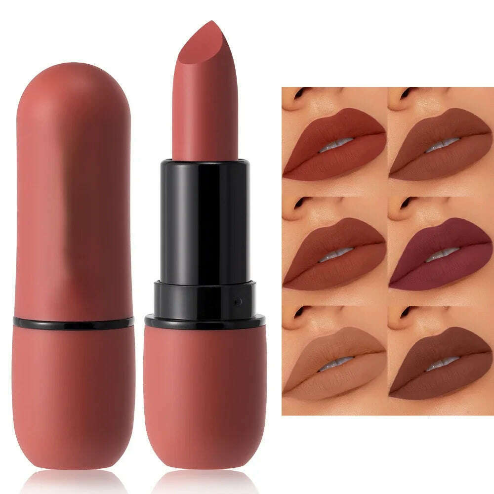 Lip Glaze 6 Colors Moisture Lipstick Waterproof Non-stick Cup Lipstick 1pcs Velvet Matte Lipstick Cosmetics Soft Fog Lip Gloss - KIMLUD