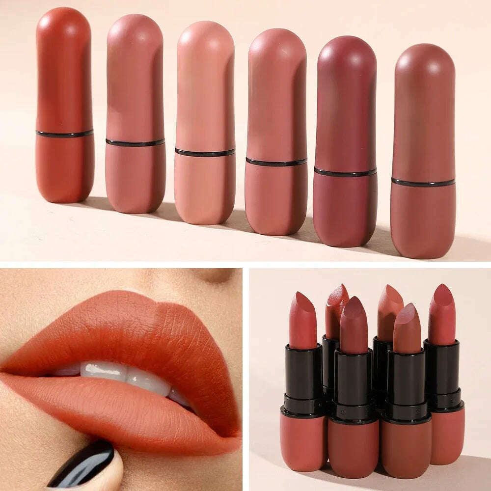 KIMLUD, Lip Glaze 6 Colors Moisture Lipstick Waterproof Non-stick Cup Lipstick 1pcs Velvet Matte Lipstick Cosmetics Soft Fog Lip Gloss, KIMLUD Womens Clothes