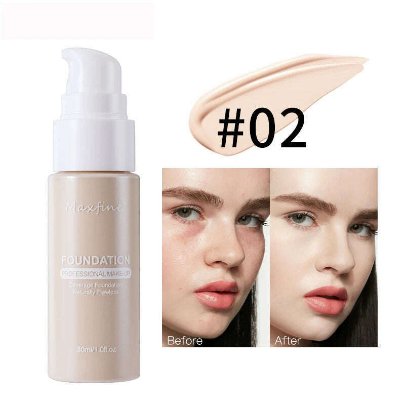 KIMLUD, Liquid Foundation Effective Concealer Waterproof Sweat-resistant Makeup Professional Cosmetics, 02, KIMLUD APPAREL - Womens Clothes